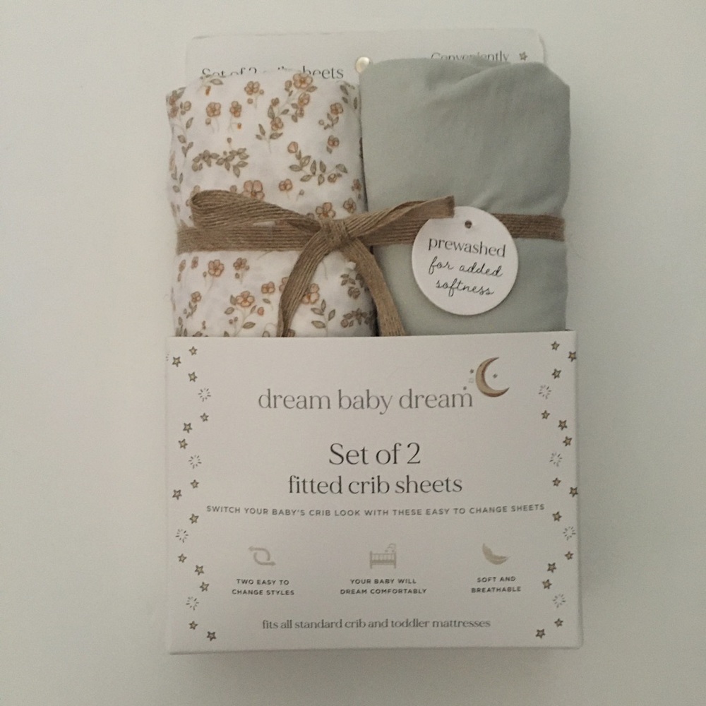 Fitted Crib Sheets Floral Print and Solid Color Soft Pre-washed 28”x58” NEW